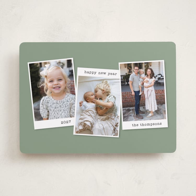"memories x3" - Holiday Cards in Sage by Kristen Knechtel - Front