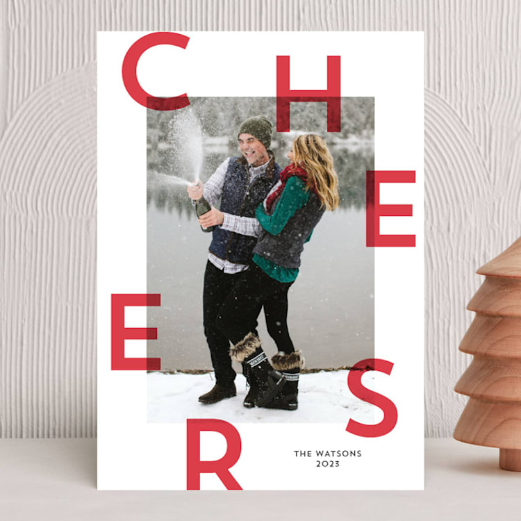 "Sprinkled Cheers" - Holiday Cards in Cherry by Kerry Doyle - Front