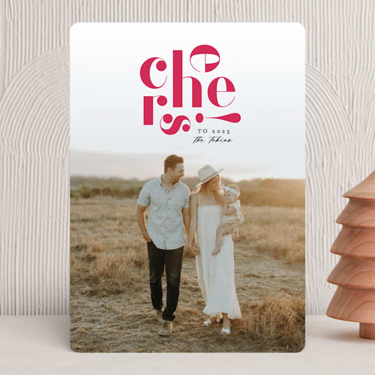 "High Cheers" - Holiday Cards in Fucshia by Erica Krystek - Front