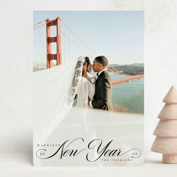 "Serenity" - Holiday Cards in Ebony by Charter Oaks Creative - Front