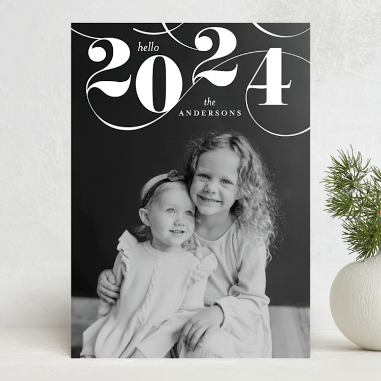 "Elegant Swirl" - Holiday Cards in Snow by Elan Studio - Front
