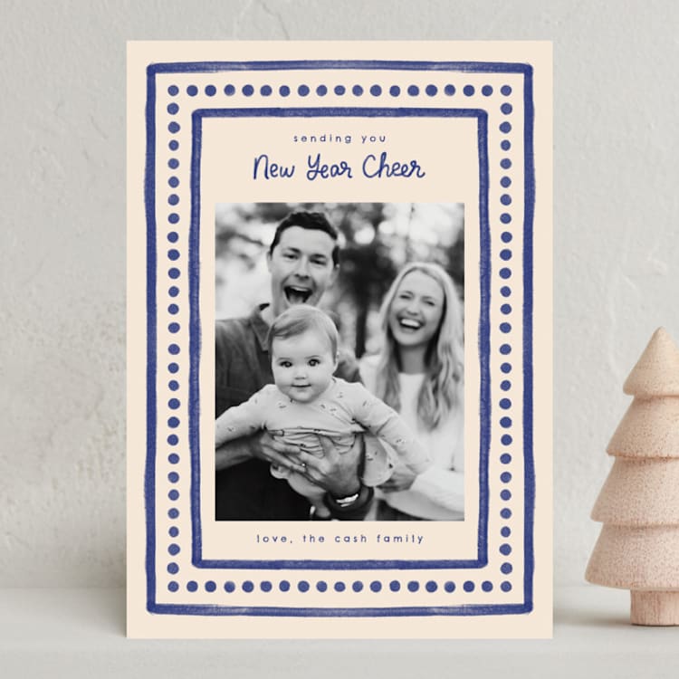 "Textiles" - Holiday Cards in Azure by Megan Cash - Front
