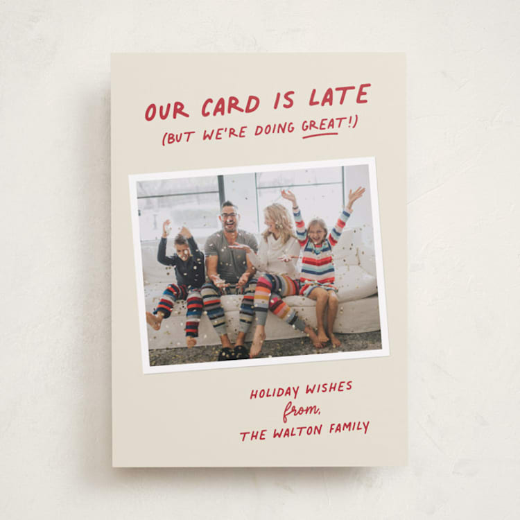 "Late but Great" - Holiday Cards in Berry by Louise Kay - Front