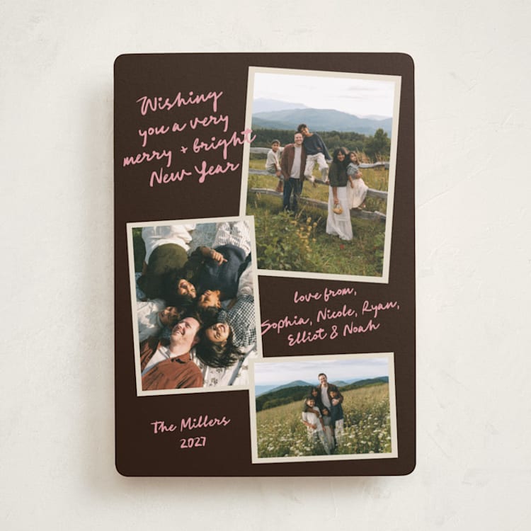 "Modern Collage" - Holiday Cards in Leather by Elly - Front