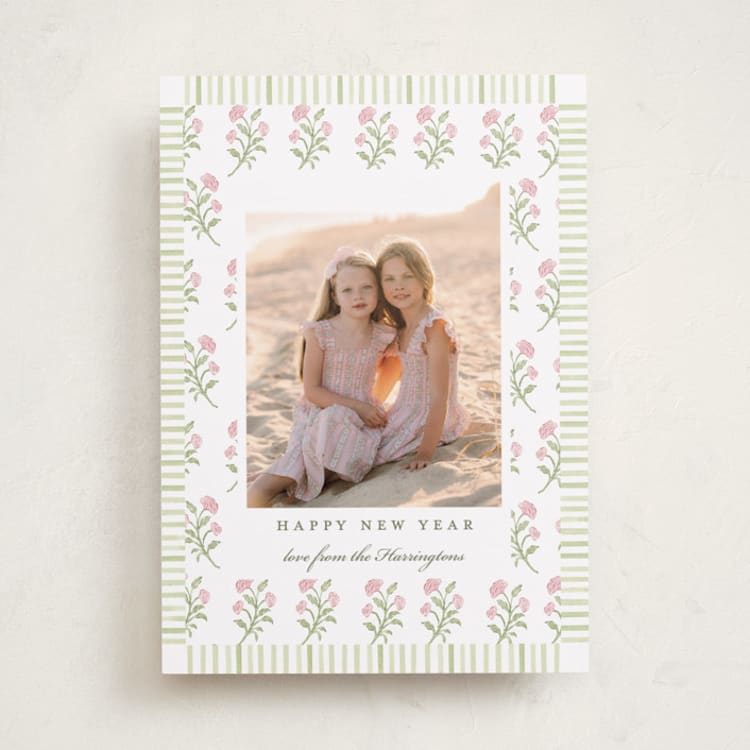 "Block print florals" - Holiday Cards in Candy by Sarah Knight - Front