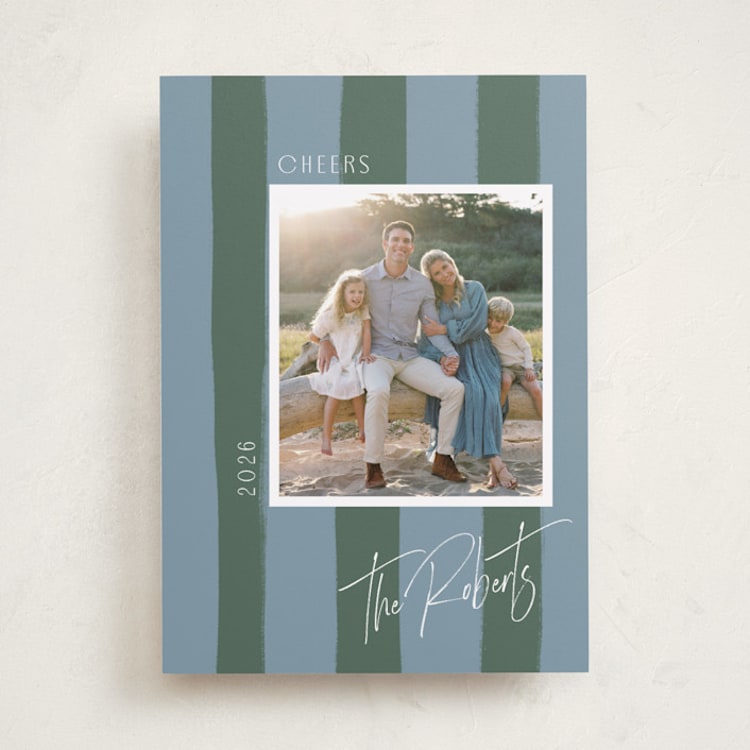 "Painted Stripes" - Holiday Cards in Juniper by Cindy Reynolds - Front