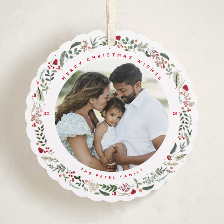 "Petite Botanicals" - Holiday Ornament Cards in Crimson by Susan Moyal - Front