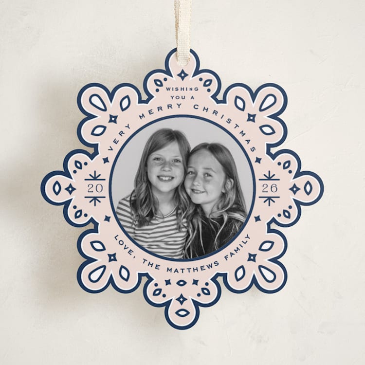 "Ornate" - Holiday Ornament Cards in Navy by Jennifer Lew - Front