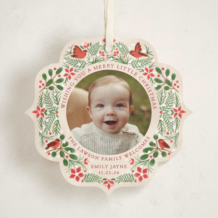 "A little more merry" - Holiday Ornament Cards in Robin by Paper Sun Studio - Front