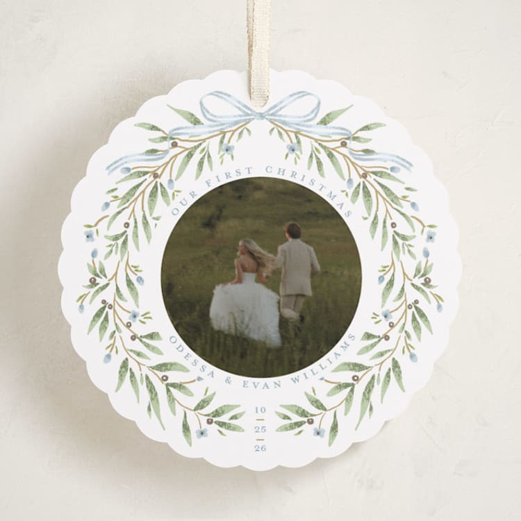 "First Christmas Wreath" - Holiday Ornament Cards in Frost by Susan Zinader - Front