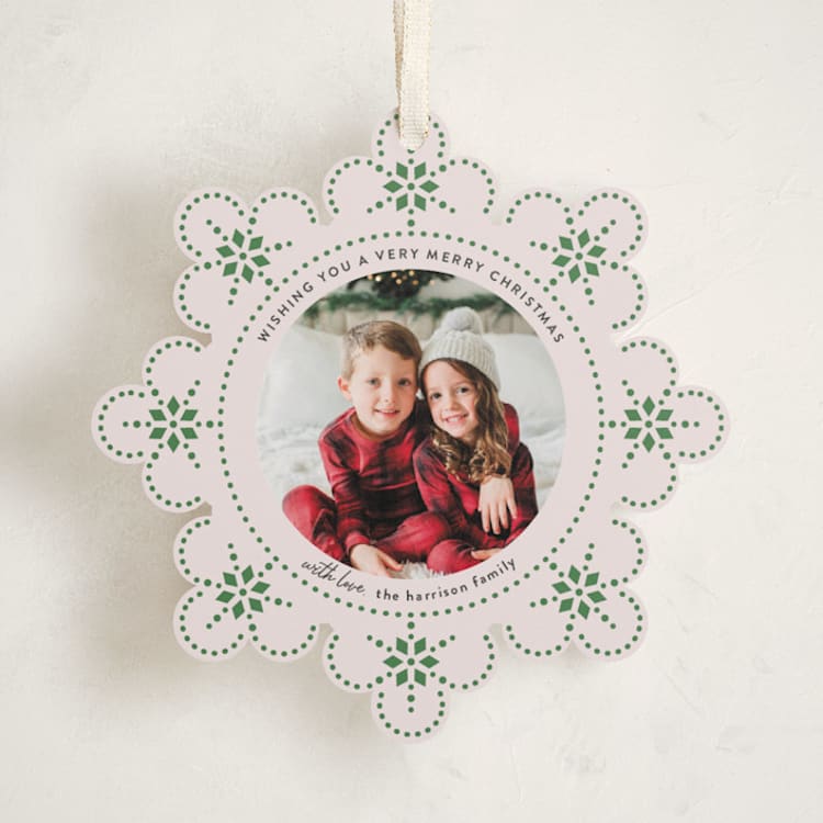 "Snowflake Story" - Holiday Ornament Cards in Pine Needle by Kampai Designs - Front