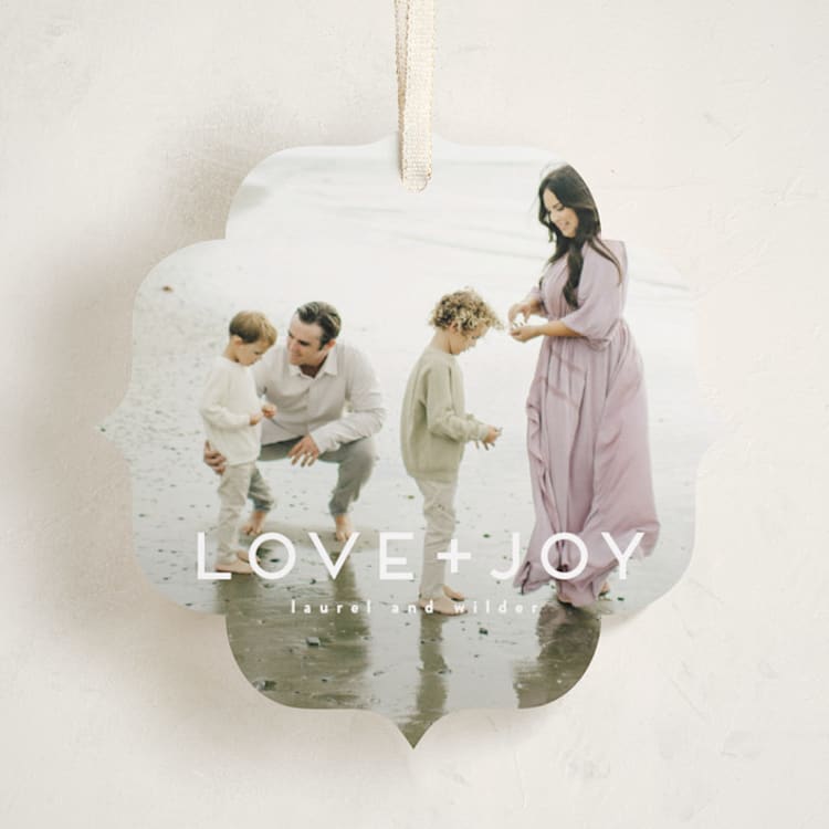 "love joy" - Holiday Ornament Cards in Snow by Kate Ross - Front