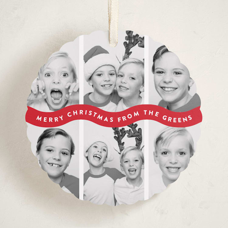"Bouncy" - Holiday Ornament Cards in Santa Suit by Up Up Creative - Front