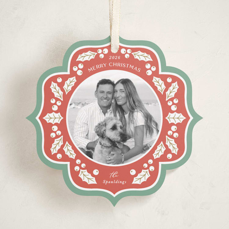 "Holly Frame" - Holiday Ornament Cards in Festive by Brandy Folse - Front