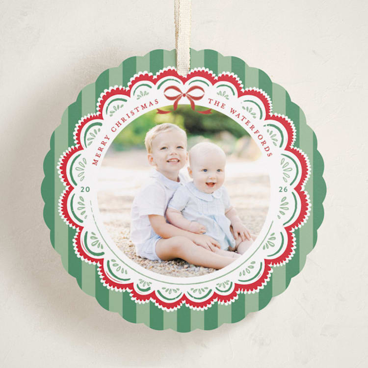 "Festive Folk" - Holiday Ornament Cards in Fir by Mansi Verma - Front