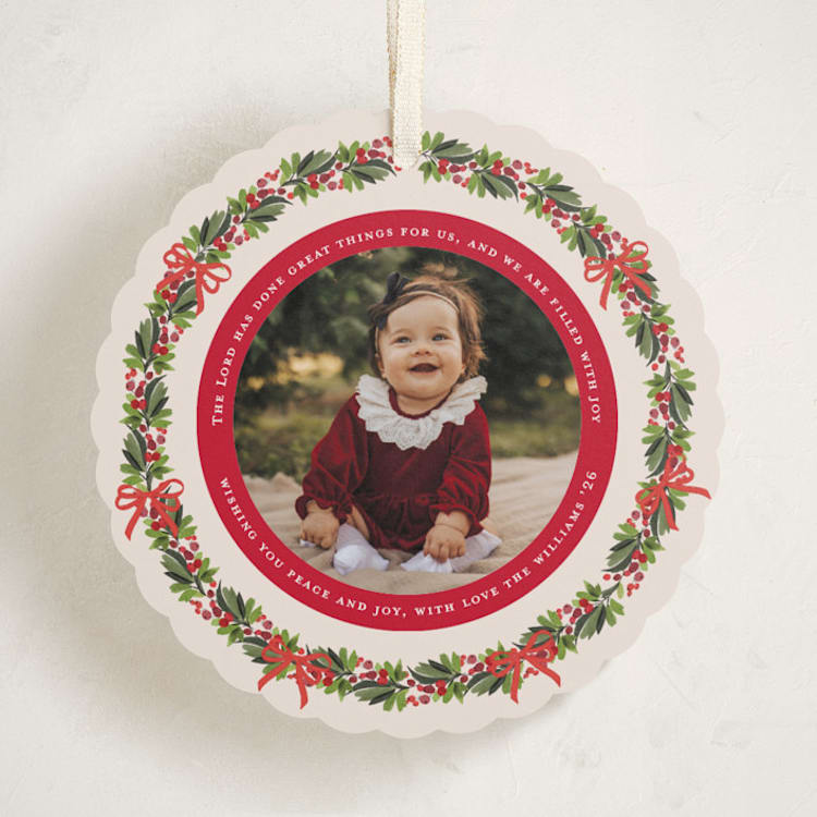 "Christmas Ornament" - Holiday Ornament Cards in Crimson by Sherley Ferreira - Front