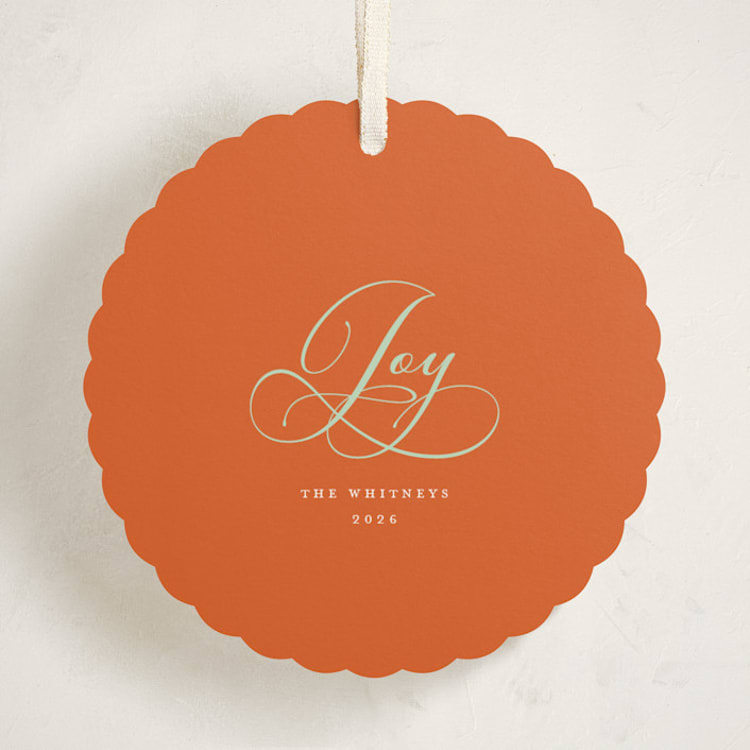 "Joy Cloud" - Holiday Ornament Cards in Tangerine by Erika Firm - Front