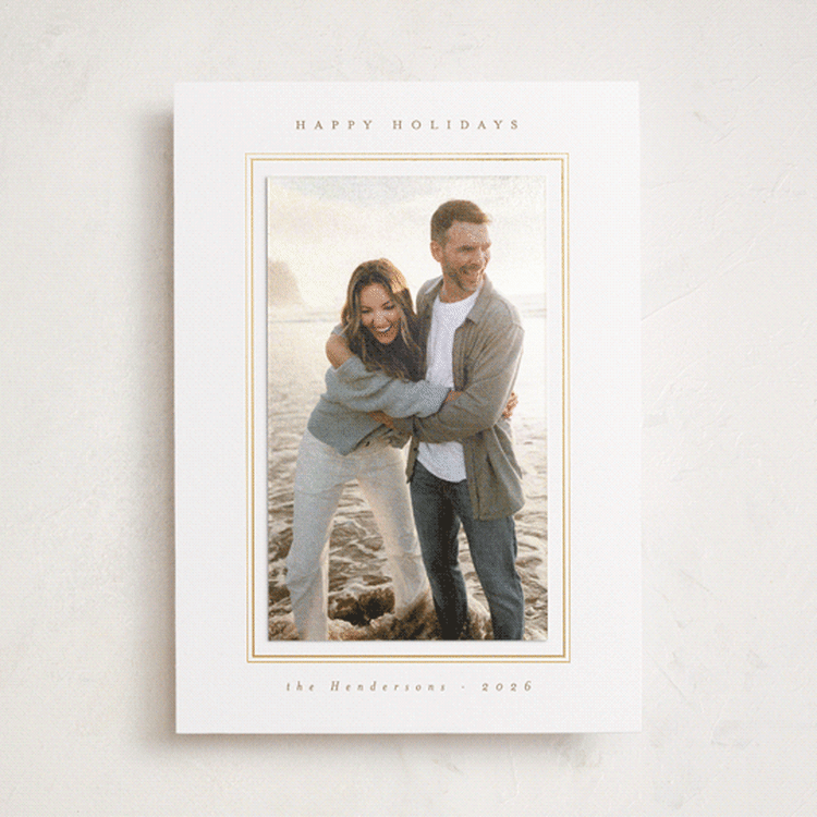 "modern minimalist" - Foil-Pressed Holiday Photo Mount Cards in Starlight by Christy Hy Lee - Front