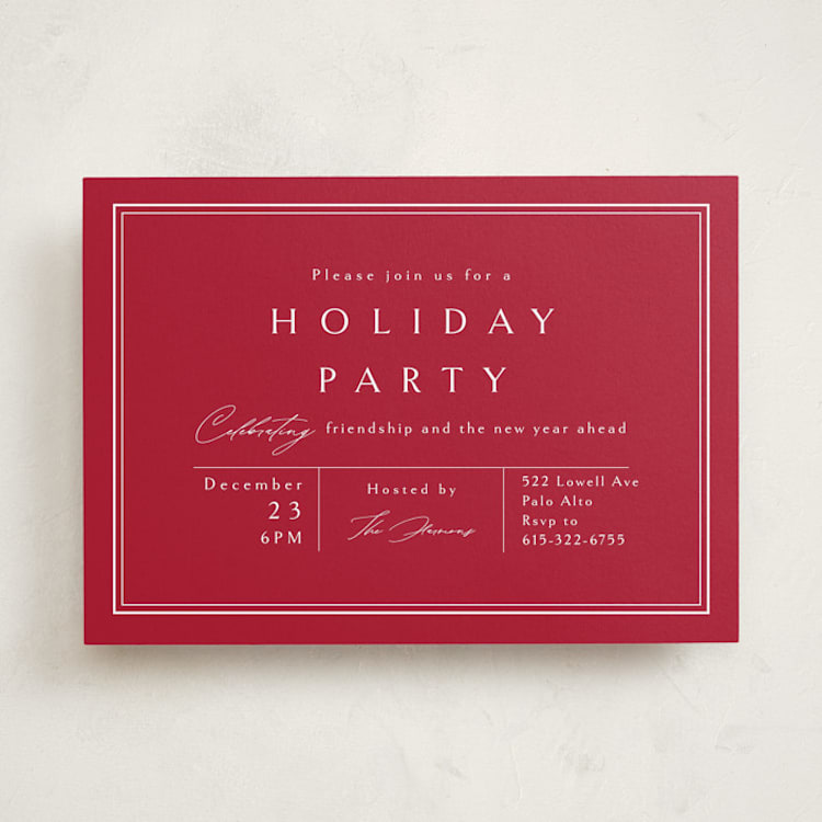 "Hampton Frame" - Party Invitations in Poinsettia by Amy Kross - Front