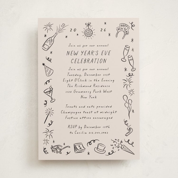 "Doodled Cheer" - Party Invitations in Ink by Jamie Alexander - Front