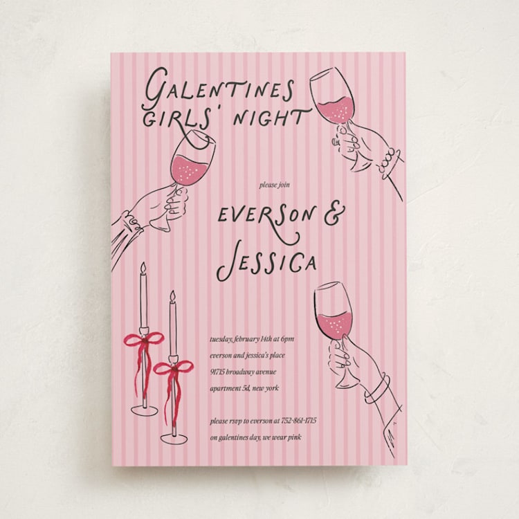 "Galentines Cheers" - Party Invitations in Rose by Jenna Holcomb - Front