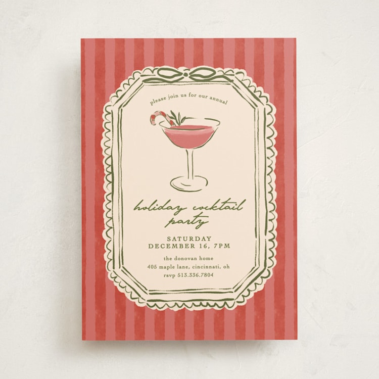 "Cheers To You" - Party Invitations in Candy Cane by Susan Zinader - Front