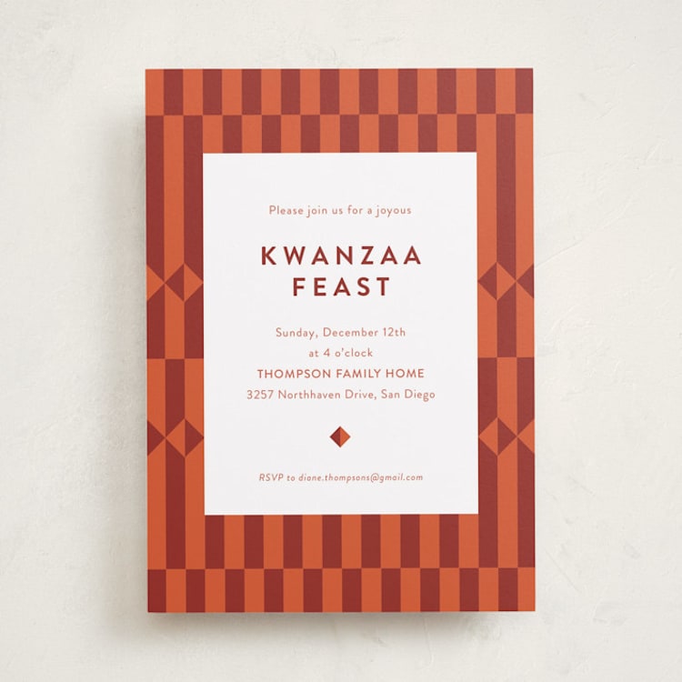"Kente Cloth" - Party Invitations in Scarlet by Anelle Mostert - Front