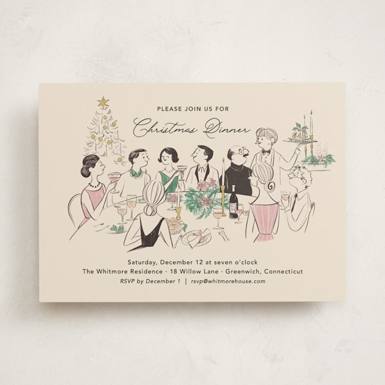 "The Merry Table" - Party Invitations in Ivory by Sabrin Deirani - Front