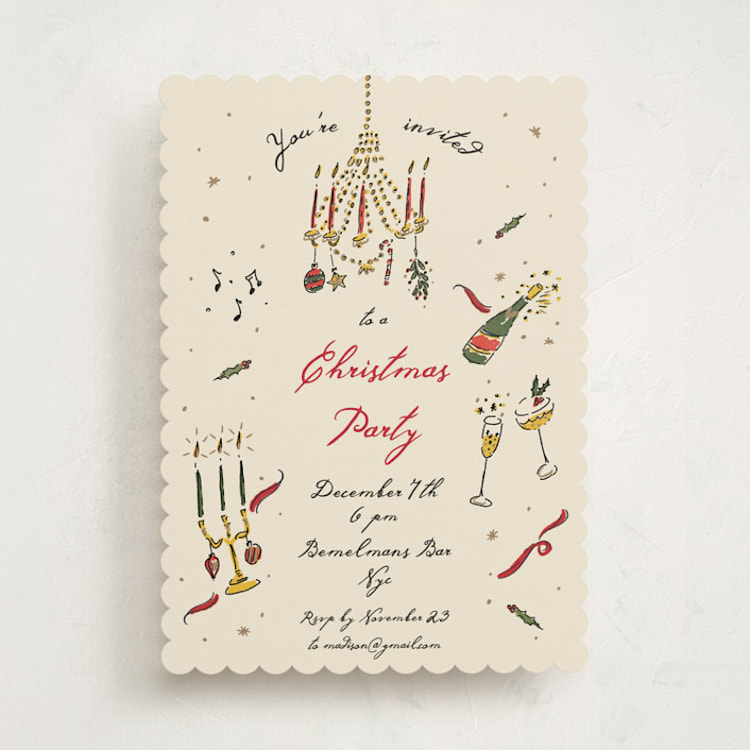 "Jingle Bell Swing" - Party Invitations in Eggnog by Sarah Rosenthal - Front