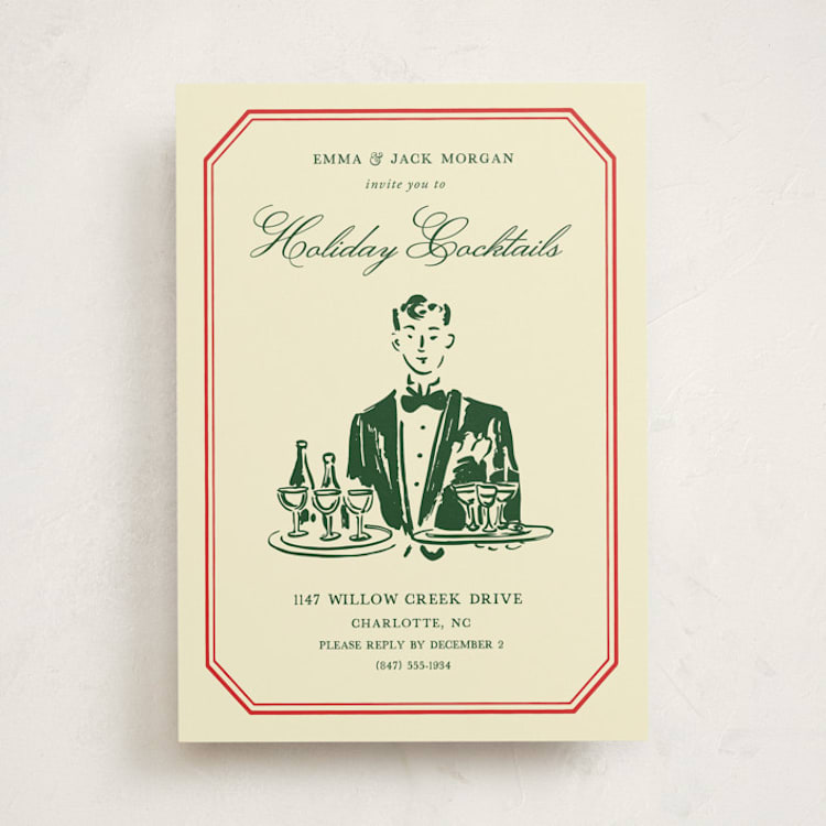 "Holiday Cocktails" - Party Invitations in Forest by Rina Ozum - Front
