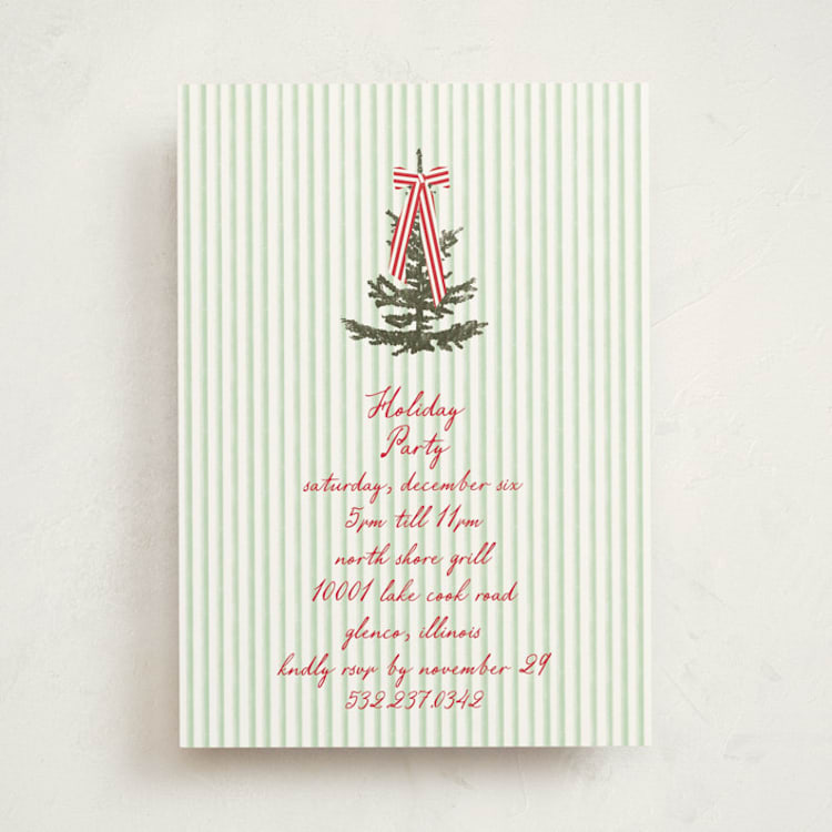 "Striped Holiday" - Party Invitations in Mint by Baumbirdy - Front