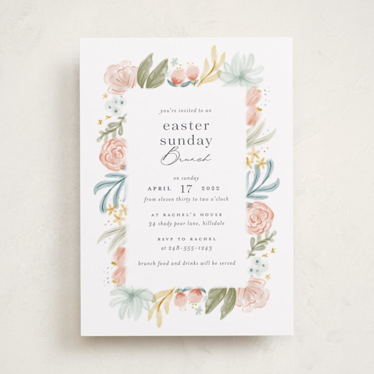 "Blooming Brunch" - Party Invitations in Rose by Ashley DeMeyere - Front