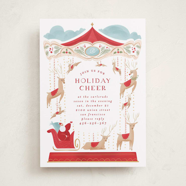 "santa carousel" - Party Invitations in Holly Red by Grae - Front