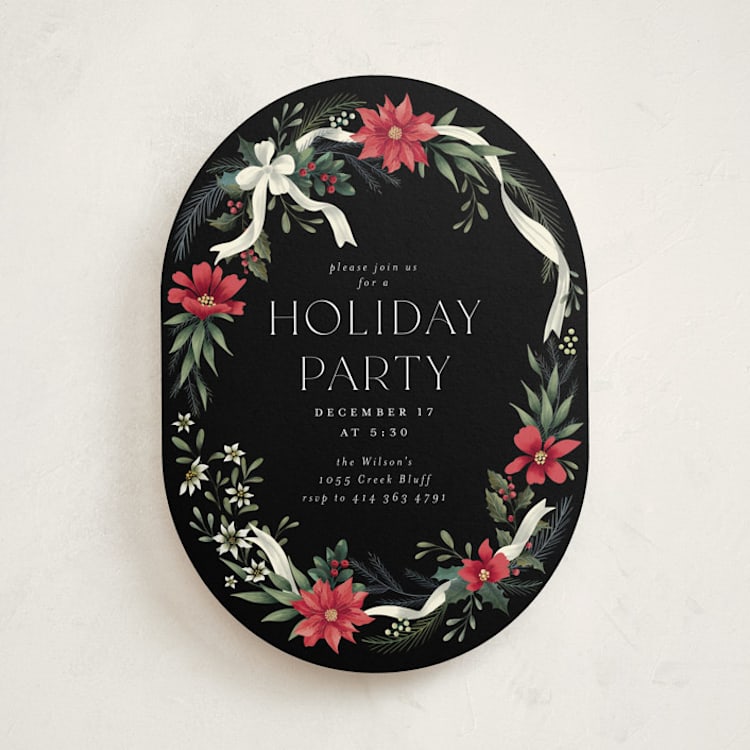 "A Holiday Party" - Party Invitations in Ebony by Chris Griffith - Front