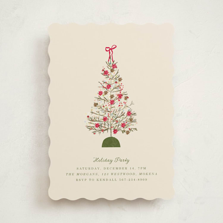"Holiday Tree Party" - Party Invitations in Cream by Baumbirdy - Front