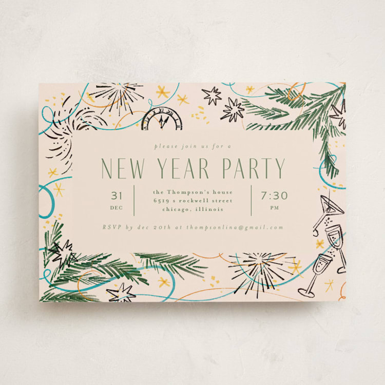 "Festive" - Party Invitations in Champagne by Anastasia Makarova - Front