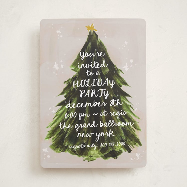"Painted Tree" - Party Invitations in Evergreen by AK Graphics - Front