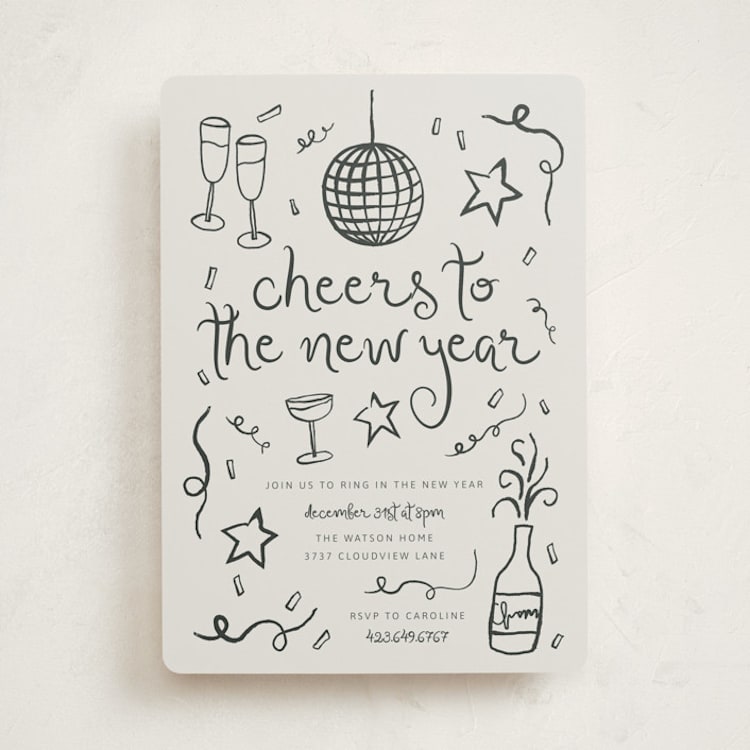 "New Year Cheer" - Party Invitations in Chalkboard by Kelly Watkins - Front
