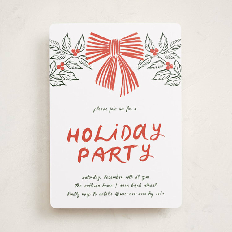 "party bow" - Party Invitations in Poinsettia by Angela Marzuki - Front