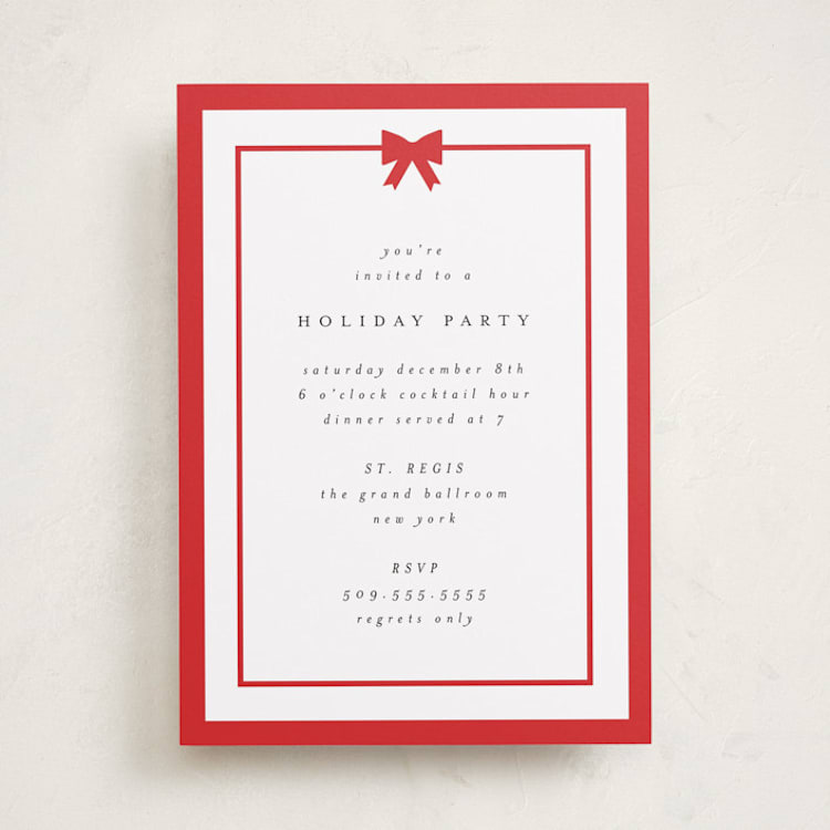 "Bow" - Party Invitations in Holly Berry by AK Graphics - Front
