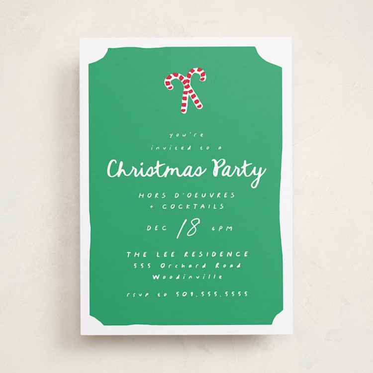 "Candycanes" - Party Invitations in Greenery by AK Graphics - Front