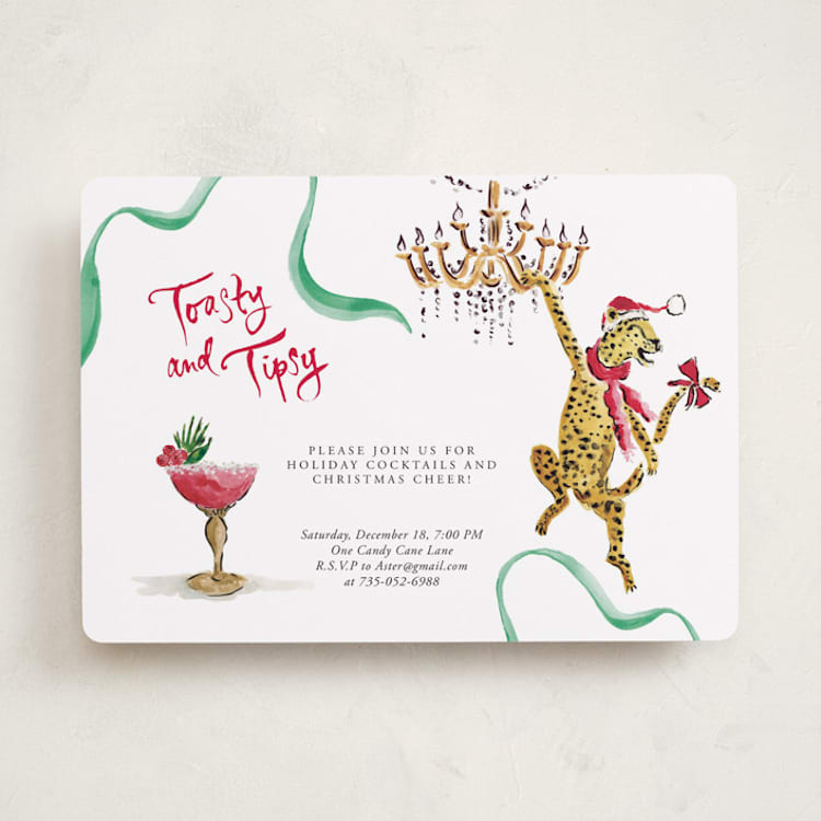 "Toasty and Tipsy" - Party Invitations in Scarlet by Jill Delavan - Front