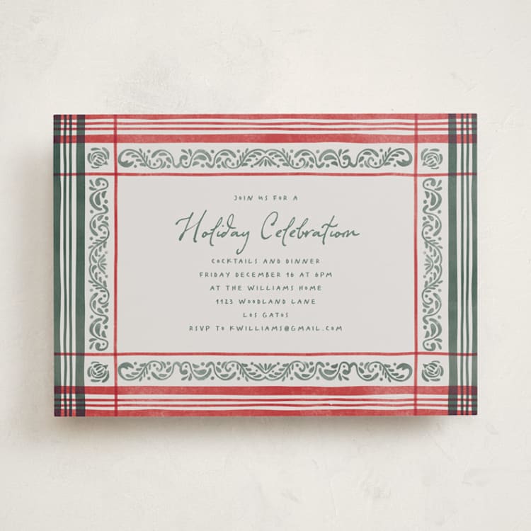 "Holiday Linen" - Party Invitations in Berry by Chris Griffith - Front
