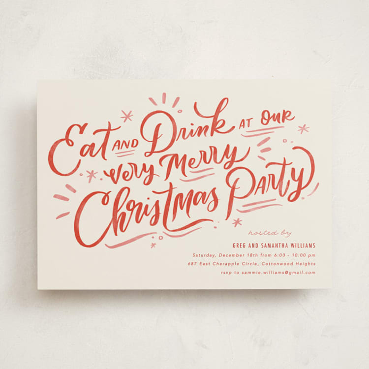 "Very Merry Party" - Party Invitations in Peppermint by Stephanie Hawkes - Front