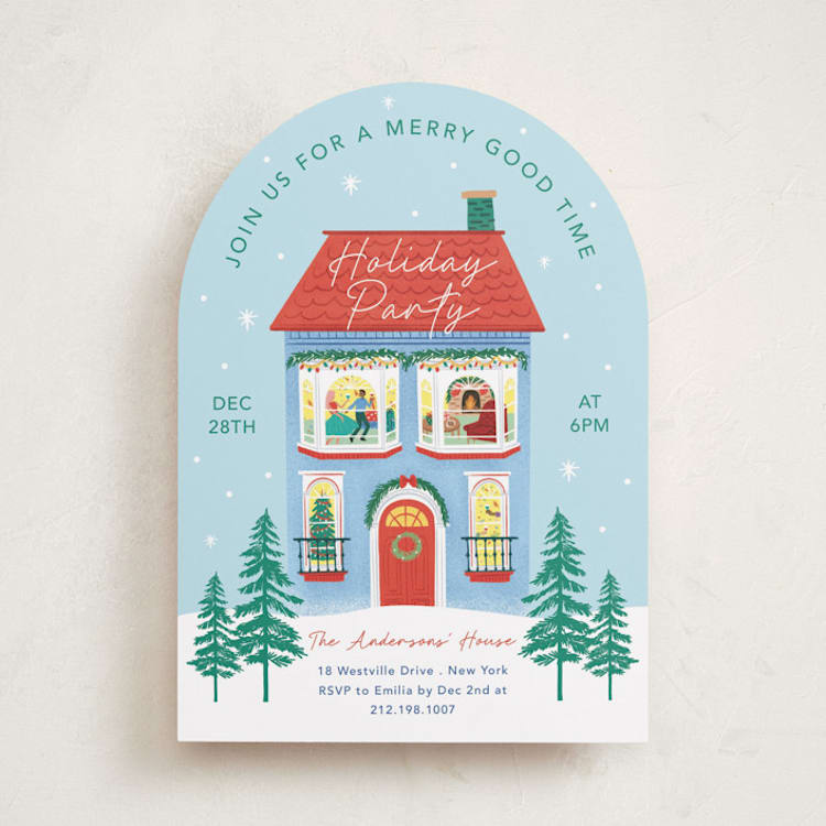 "Merry House" - Party Invitations in Sky by Elly - Front