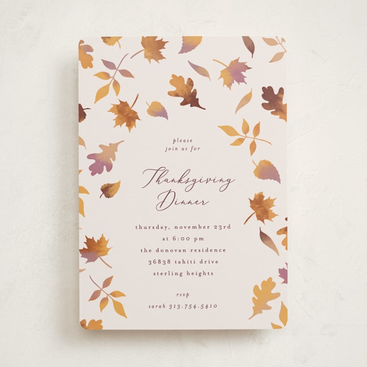 "Autumn Leaves" - Party Invitations in Parchment by Jamie Alexander - Front