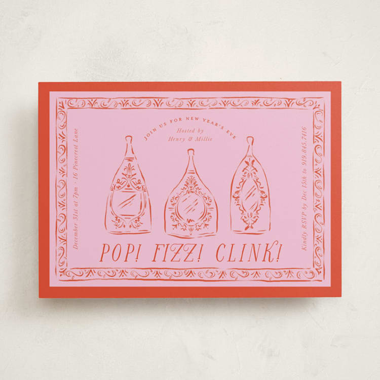 "Champagne Party Pop" - Party Invitations in Ruby by Jackie Crawford - Front