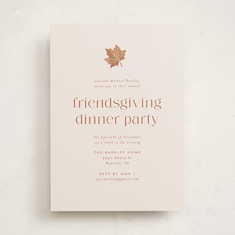 "Friendsgiving Leaf" - Party Invitations in Mashed Potatoes by Amy Payne - Front