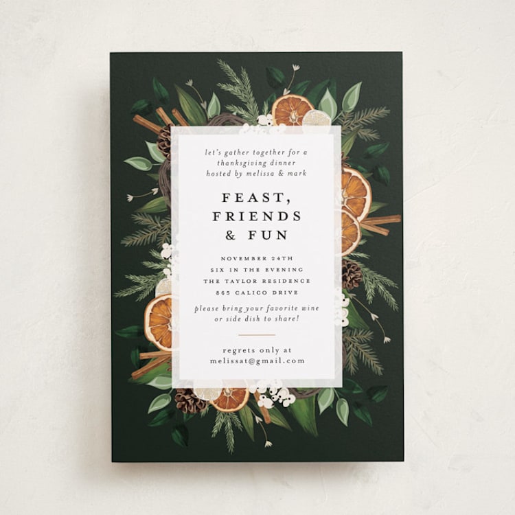 "Fruitful Holiday" - Party Invitations in Midnight by Susan Moyal - Front