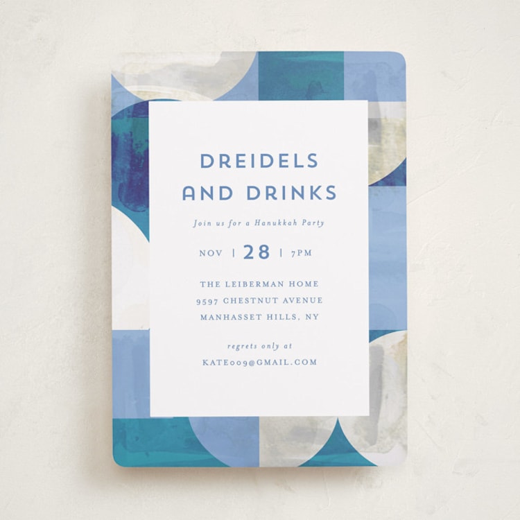"Geo Colorblock" - Party Invitations in Dusty blue by AK Graphics - Front